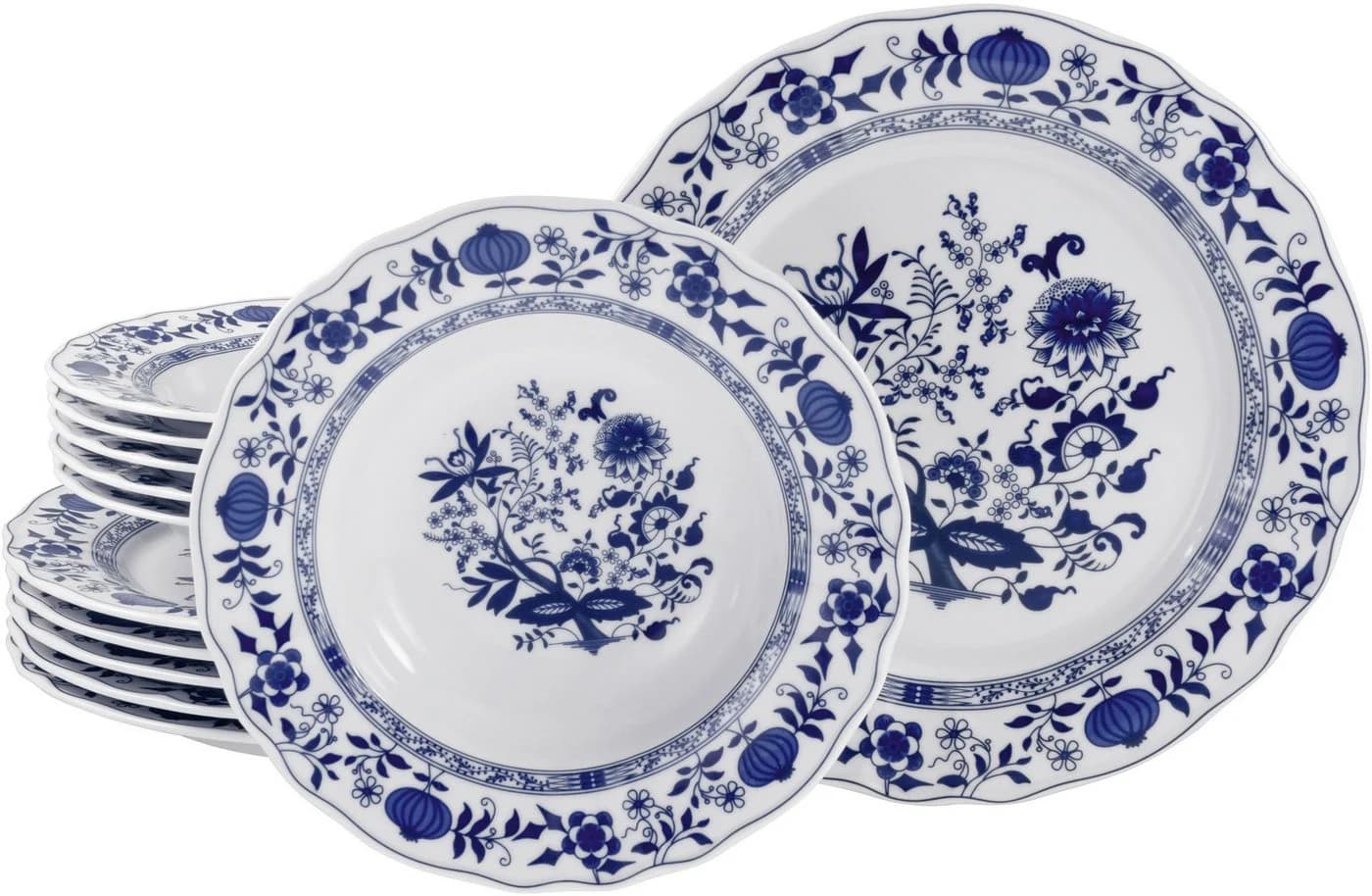 CreaTable Tafelservice Flora 12-tlg. Porzellan Zwiebelmuster Weiß - Bild 2