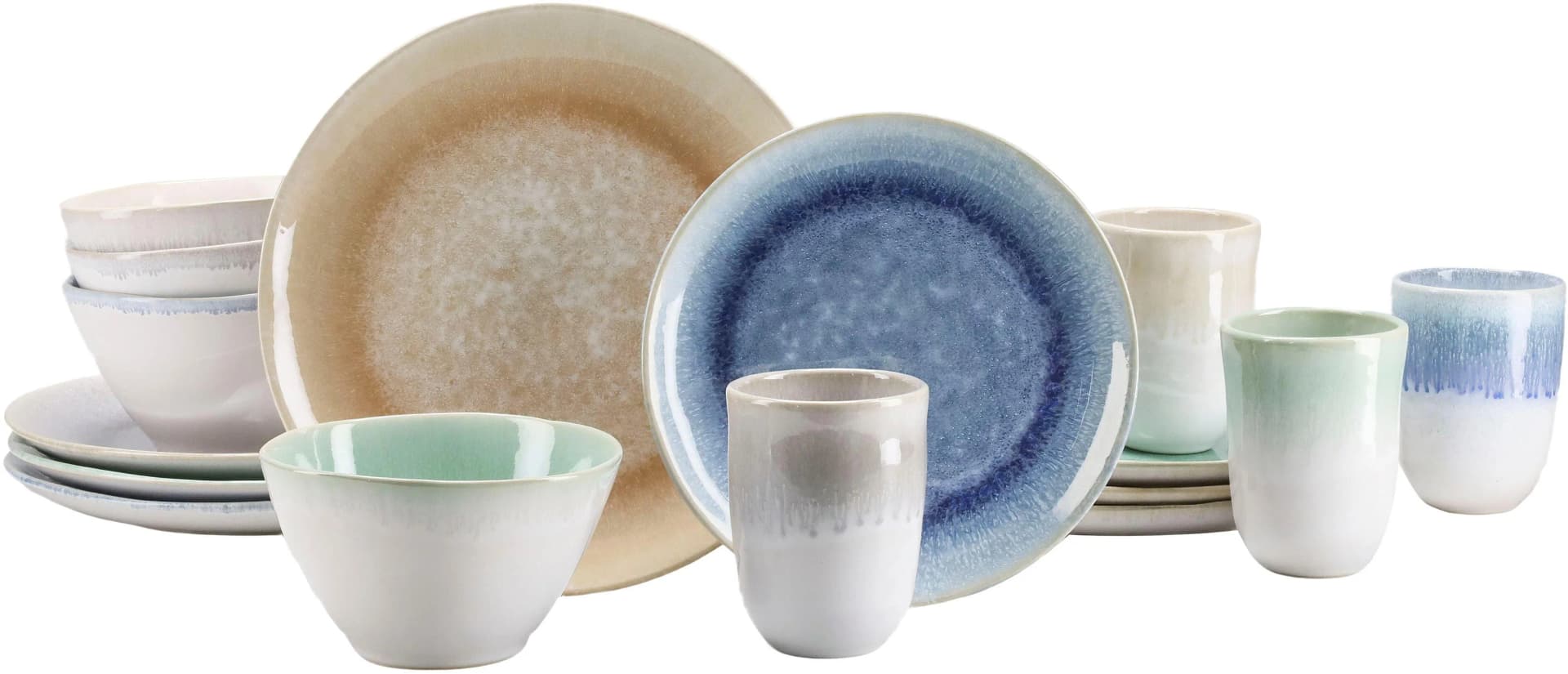 Creatable Kombiservice Aquarius Bunt 16-tlg. Steinzeug Geschirr-Set
