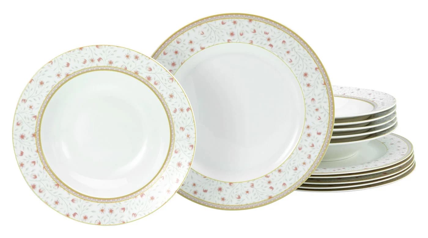 CREATABLE Emilja Tafelservice 12-tlg. Beige Creme Porzellan Blumendekor - Bild 2