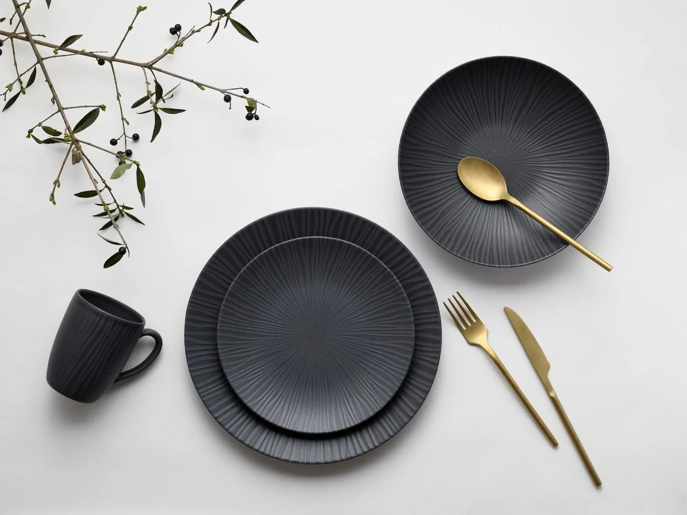 CREATABLE Vesuvio Black Becher Set 6-tlg. Schwarz Steinzeug - Bild 4