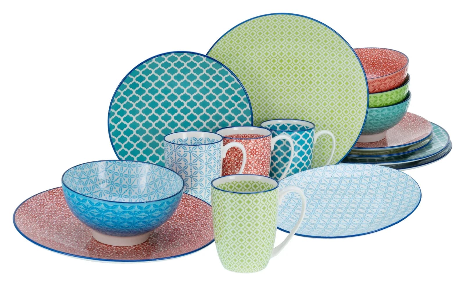 Creatable Geschirr-Set Mediterran Steinzeug 16 Stk. Bunt