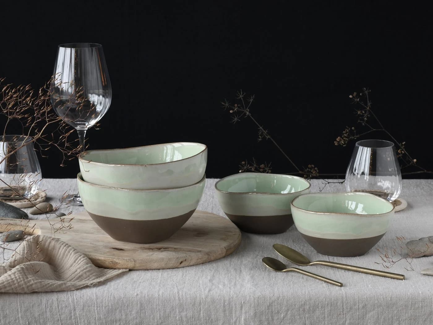 CreaTable Schale Basalt Bio Salbei Steinzeug Set 4-tlg. - Bild 3