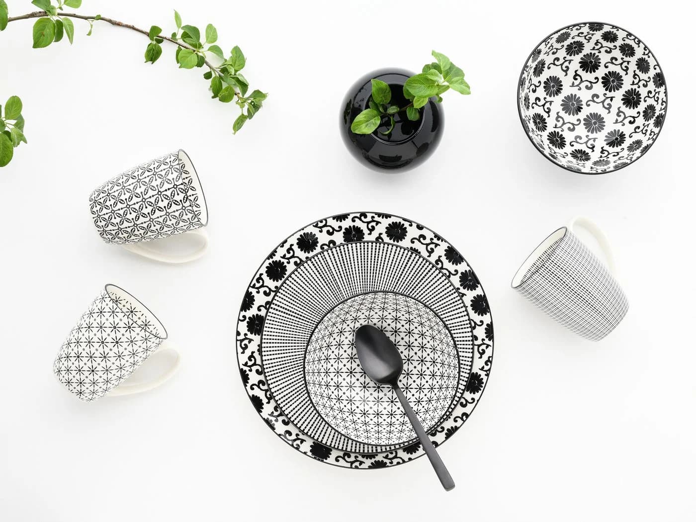 CreaTable Kombiservice New Style Schwarz-Weiss 16-teilig Steinzeug - Bild 4