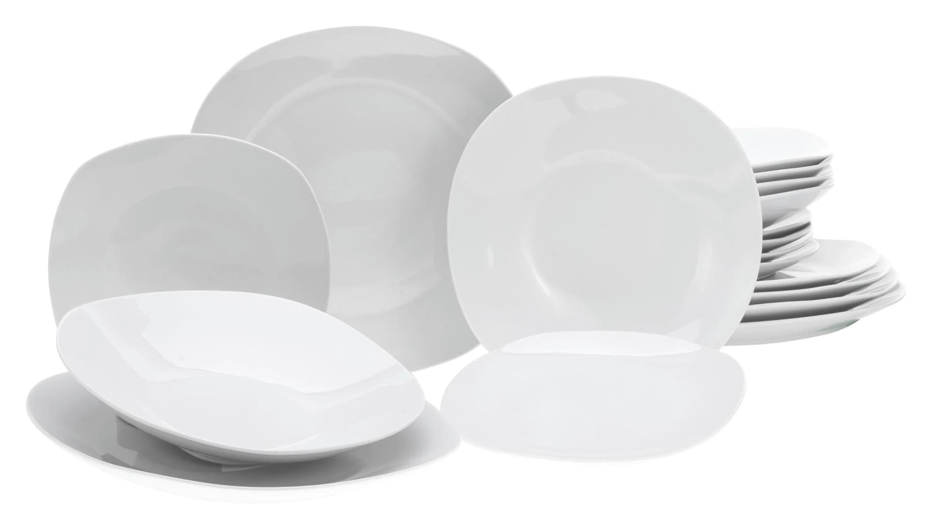 Teller-Set CREATABLE "Square Weiss" quadratisch, 18 Stk. Porzellan