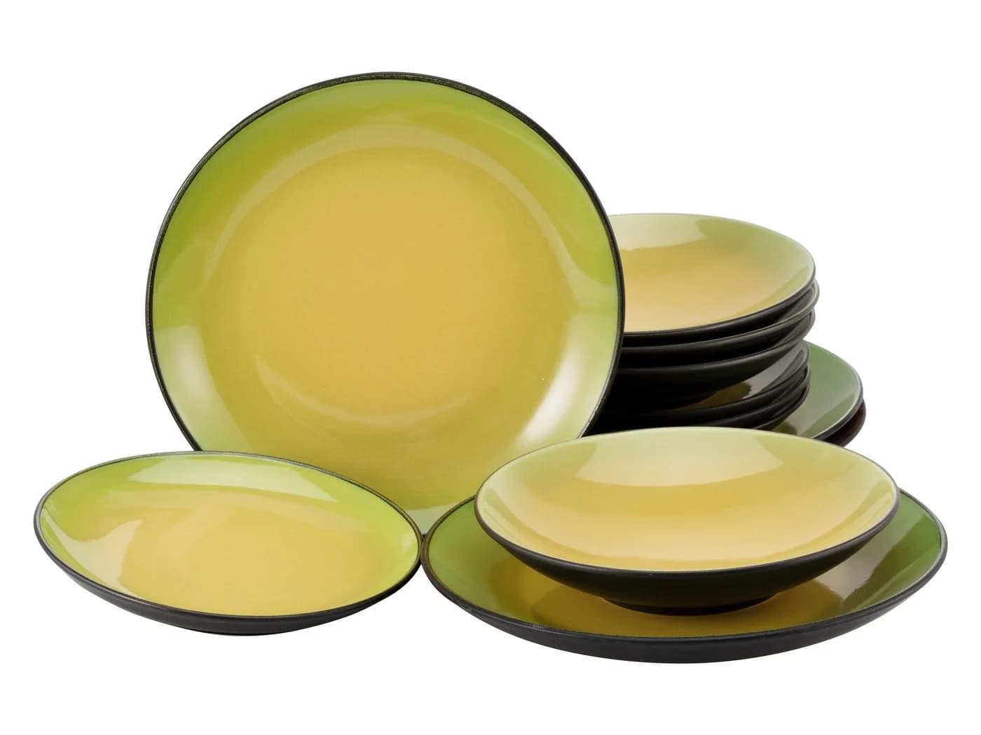 CreaTable Tafelservice Hot Green 12-tlg. Steinzeug Grün