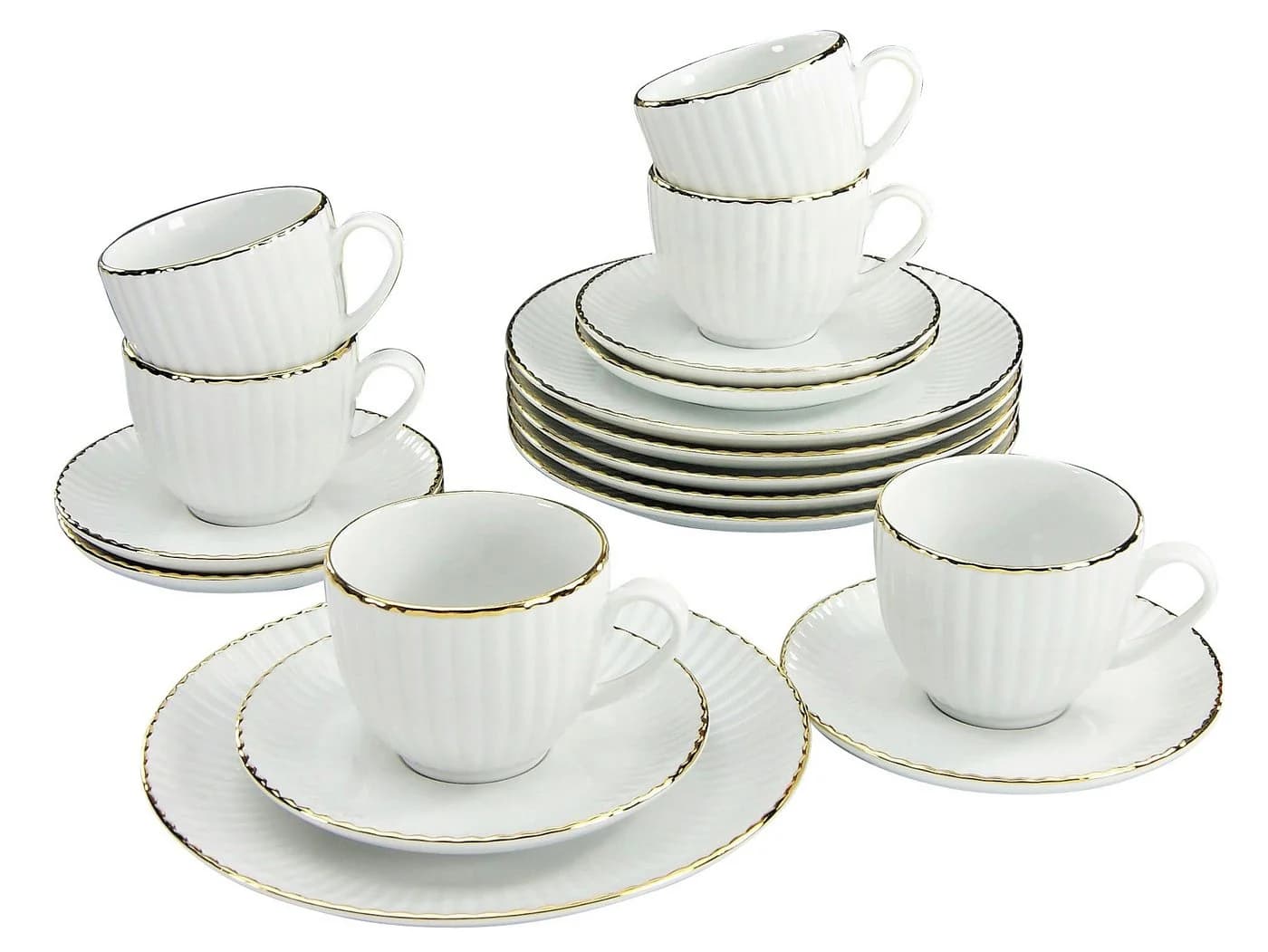 Kaffeeservice OTTO HOME Ezzo 18 Teile Porzellan weiß gold