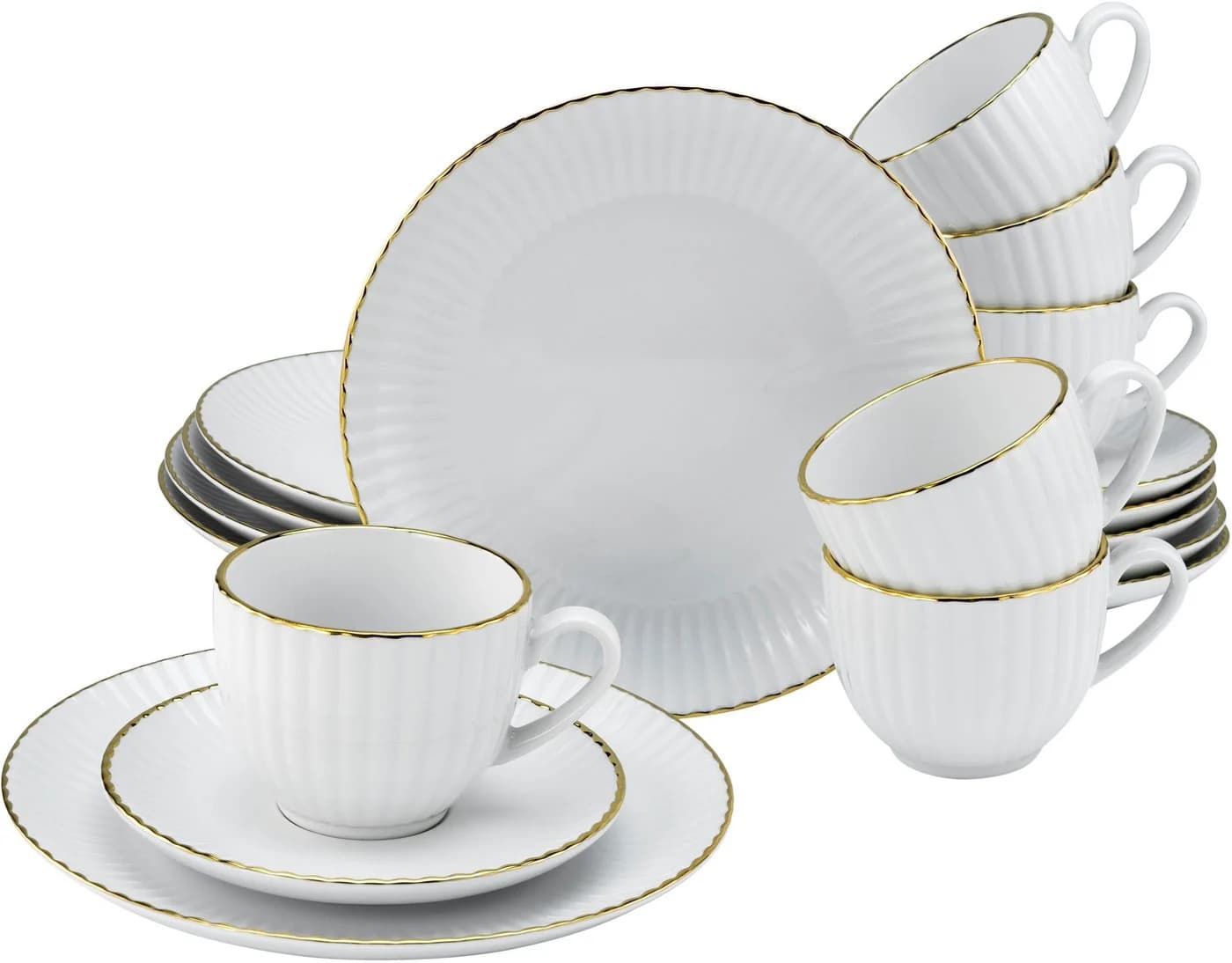 Kaffeeservice OTTO HOME Ezzo 18 Teile Porzellan weiß gold - Bild 3