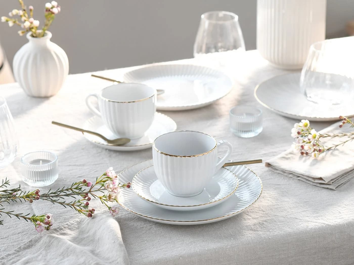 Kaffeeservice OTTO HOME Ezzo 18 Teile Porzellan weiß gold - Bild 4
