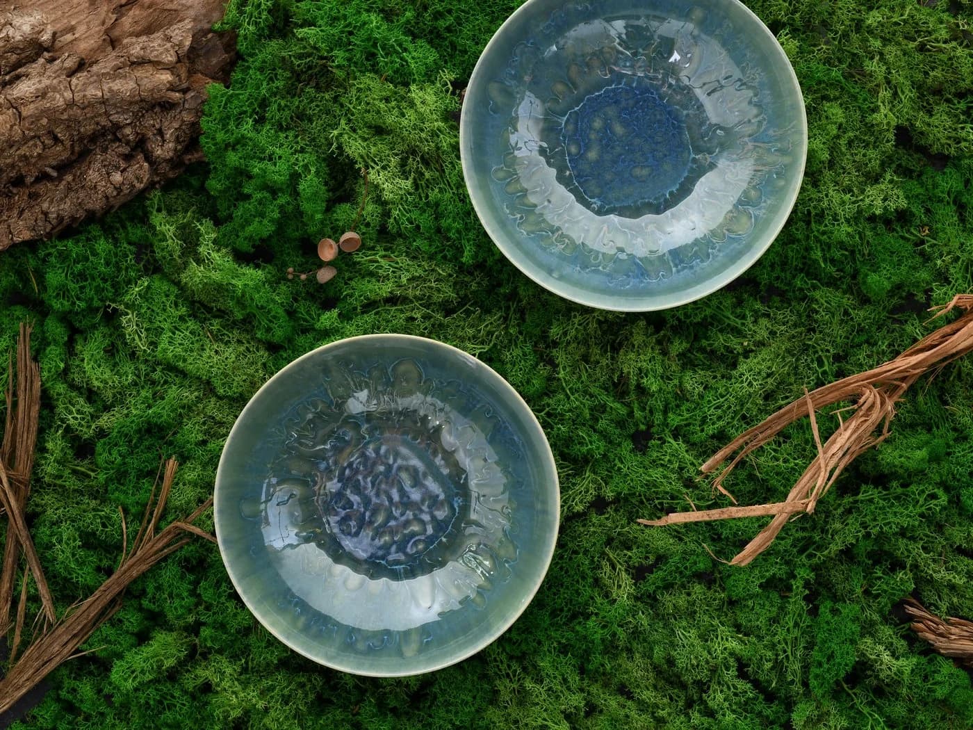 CREATABLE Schüssel Yuki 2-tlg. Steinzeug Blau Grün - Bild 5