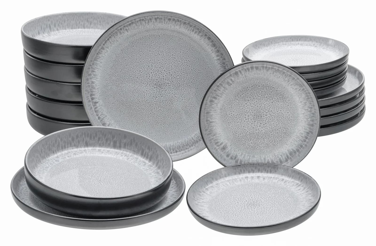 CREATABLE Teller-Set "Nordic Fjord" Grau 18-tlg. Steinzeug