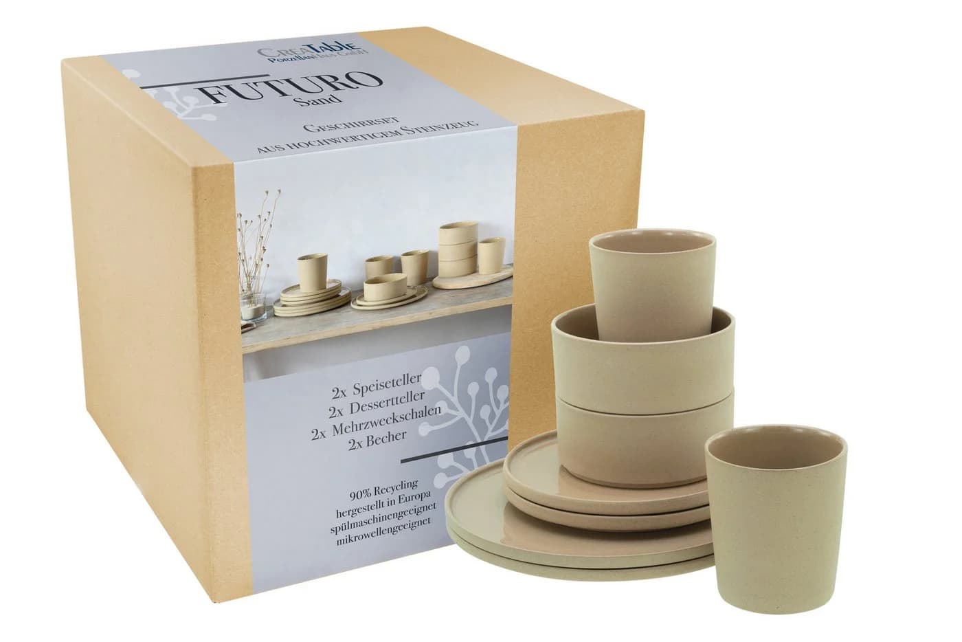 CreaTable Kombiservice Futuro Sand 8-tlg. Beige Steinzeug - Bild 2
