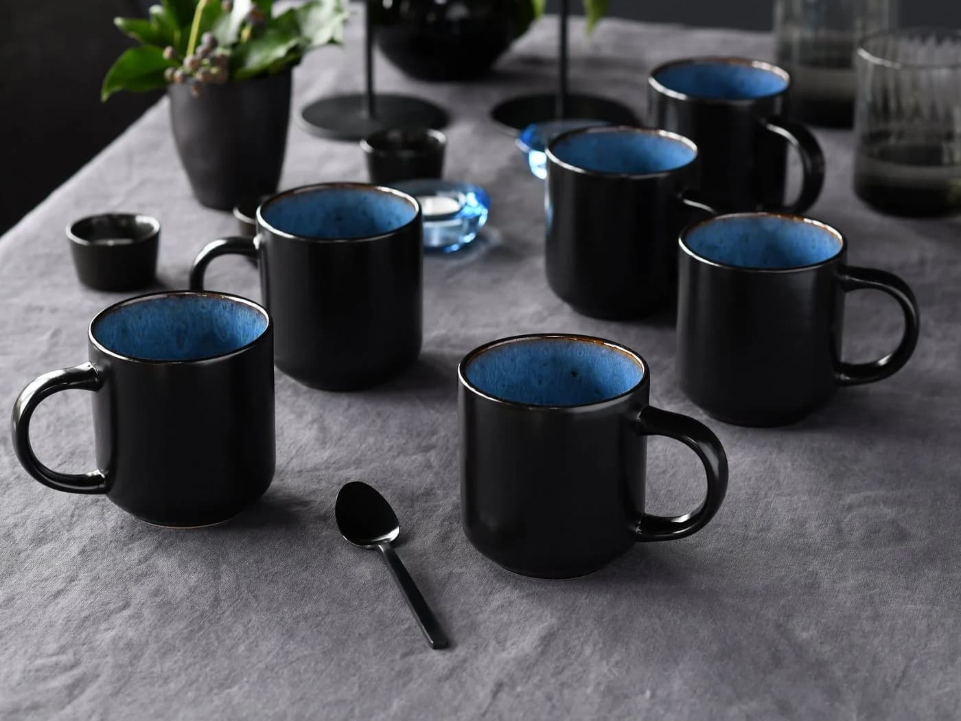 Creatable Nordic Fjord Becher Set 6-tlg. Blau Steinzeug