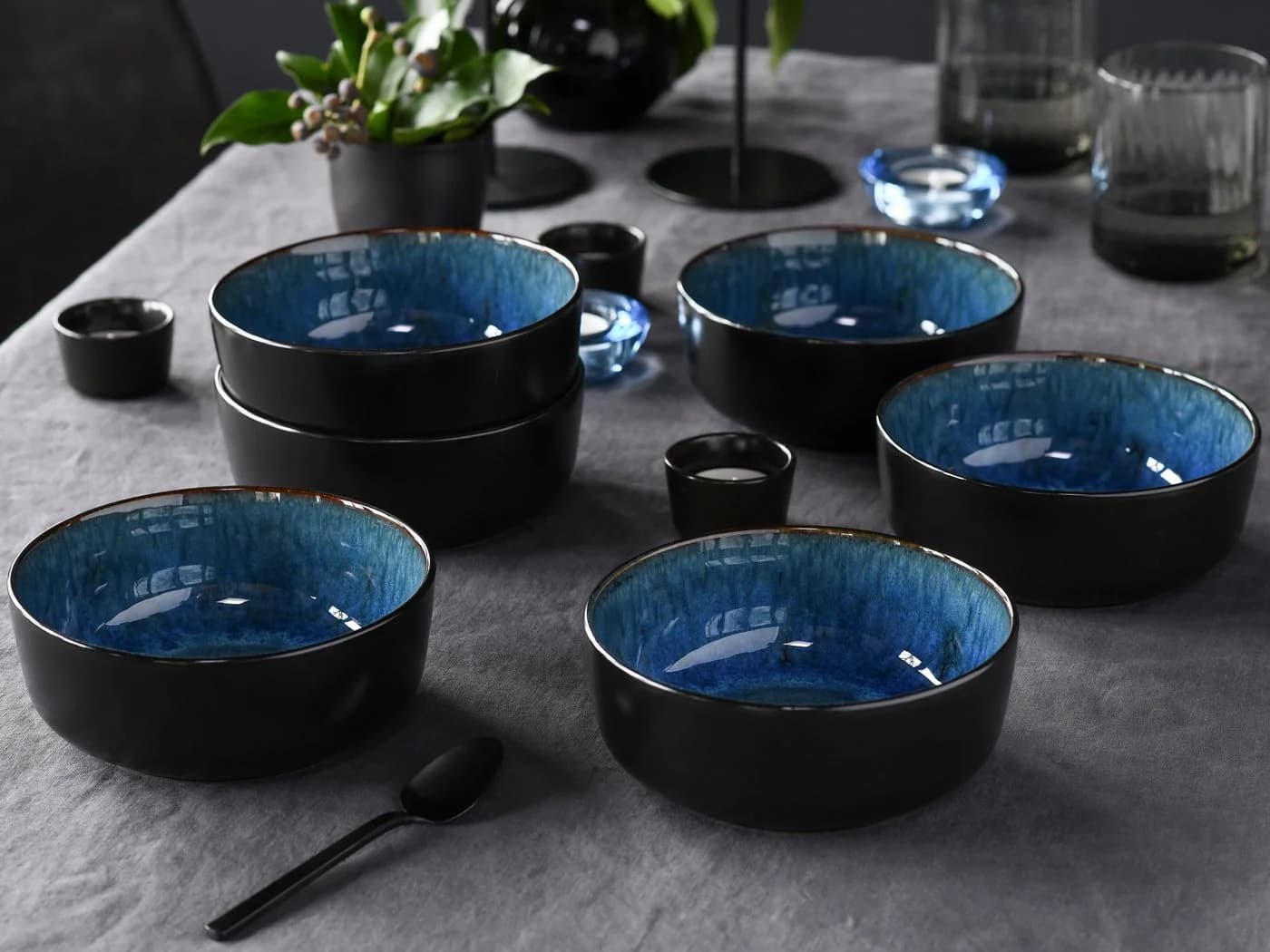 CREATABLE Müslischale Set Nordic Fjord Blau Steinzeug