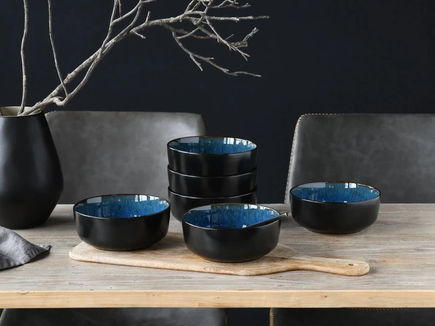 CREATABLE Müslischale Set Nordic Fjord Blau Steinzeug - Bild 3