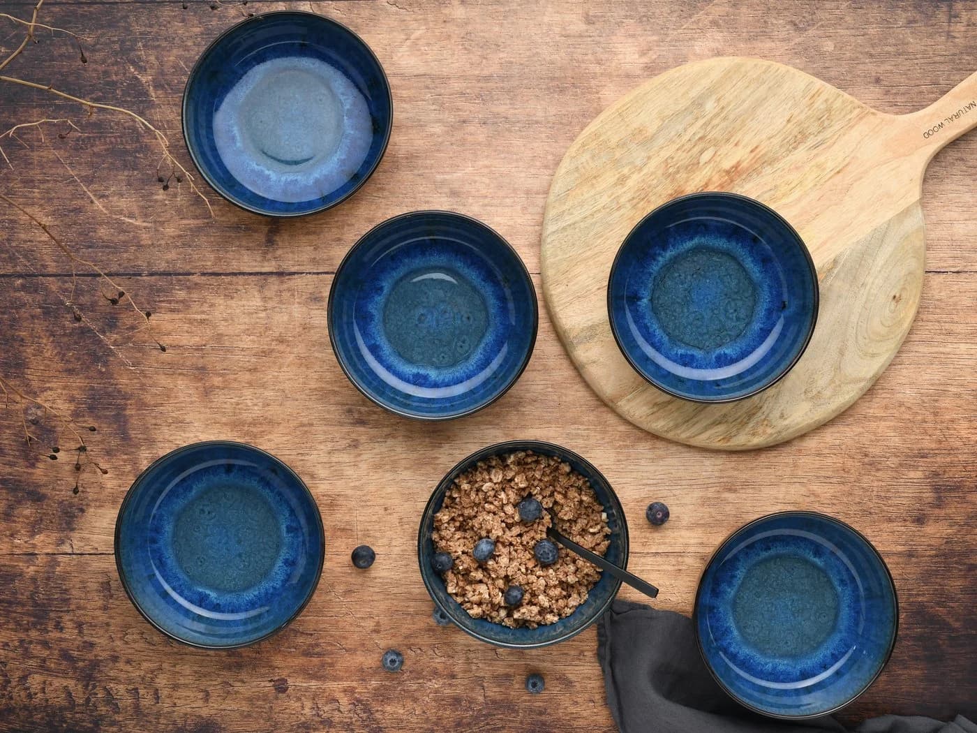 CREATABLE Müslischale Set Nordic Fjord Blau Steinzeug - Bild 4
