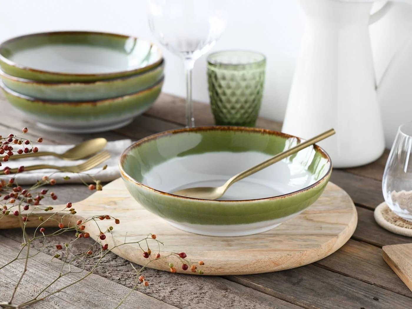 Creatable Poké Bowl Set 4-tlg. Grün Steinzeug Reaktivglasur - Bild 4