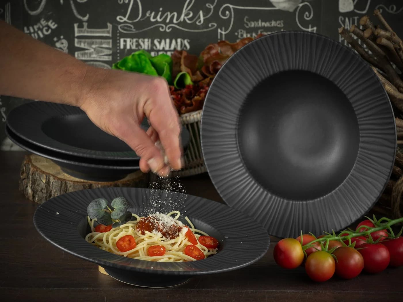 Creatable Pastateller Set 4-tlg. Schwarz Steinzeug 27cm - Bild 5