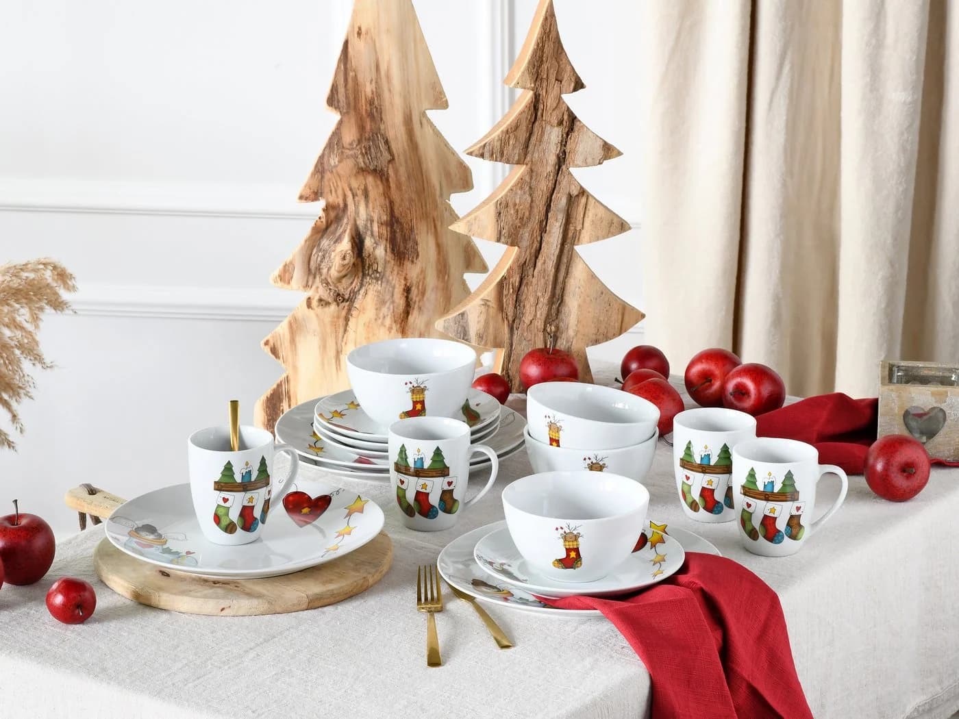 Creatable Kombiservice Luna 16-tlg. Porzellan weiß Sockenmotiv