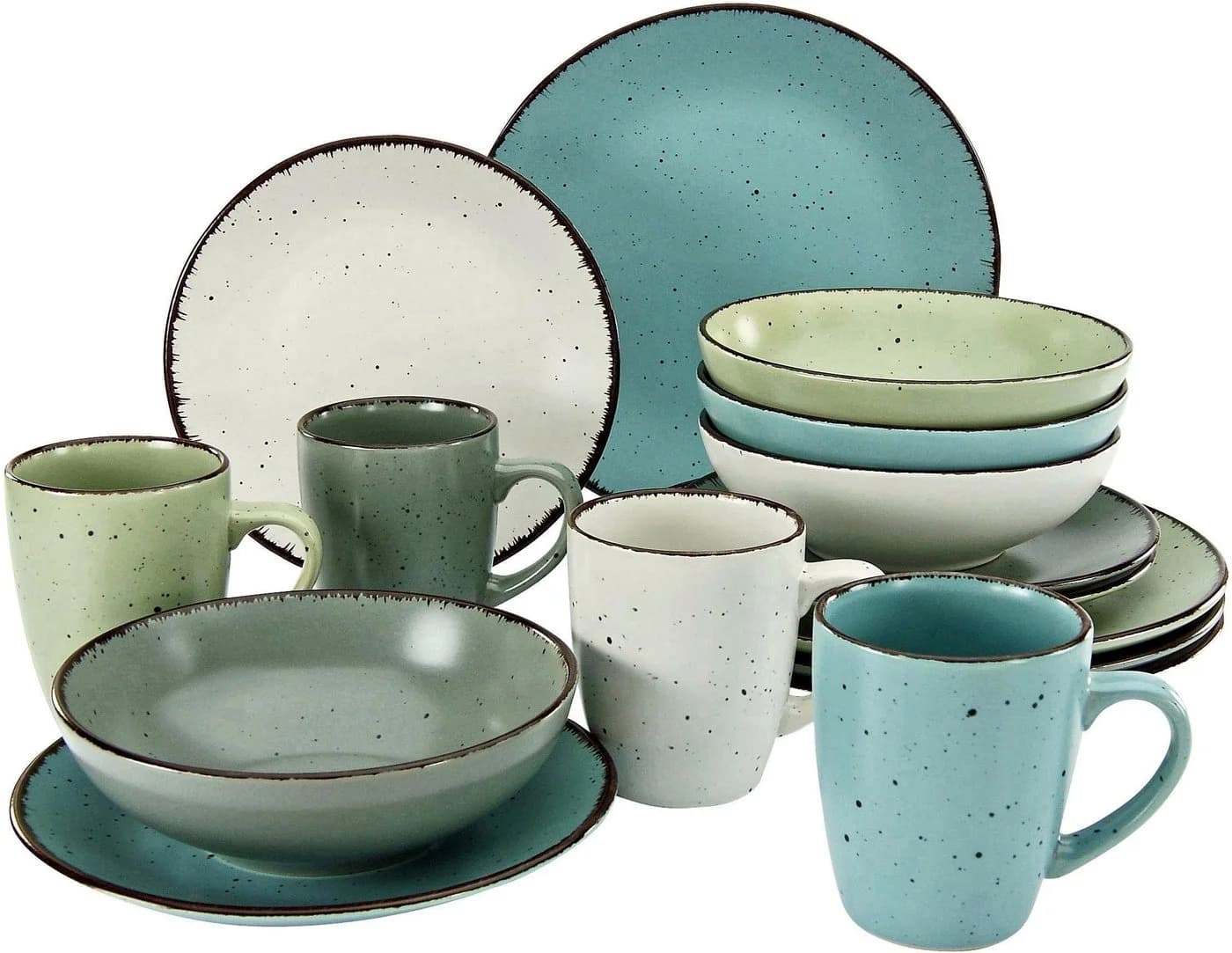Creatable Kombiservice Fashion Mehrfarbig Keramik 16-teilig 300 ml Handbemalt - Bild 2
