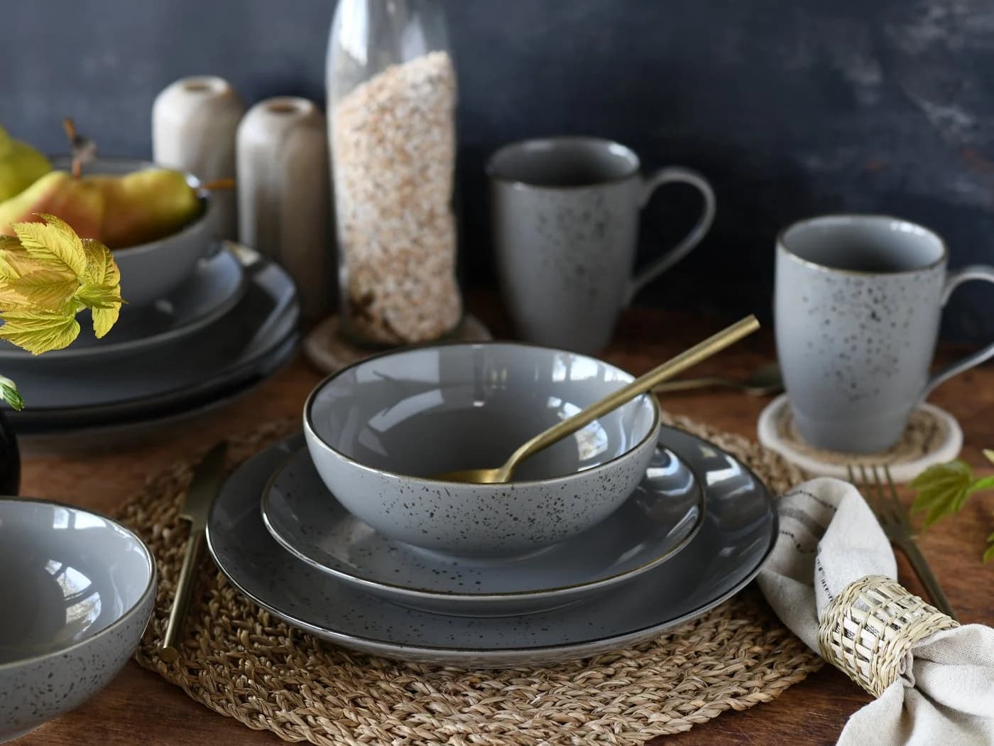 Creatable Kombiservice 16-tlg. Nature Collection Grau Steinzeug