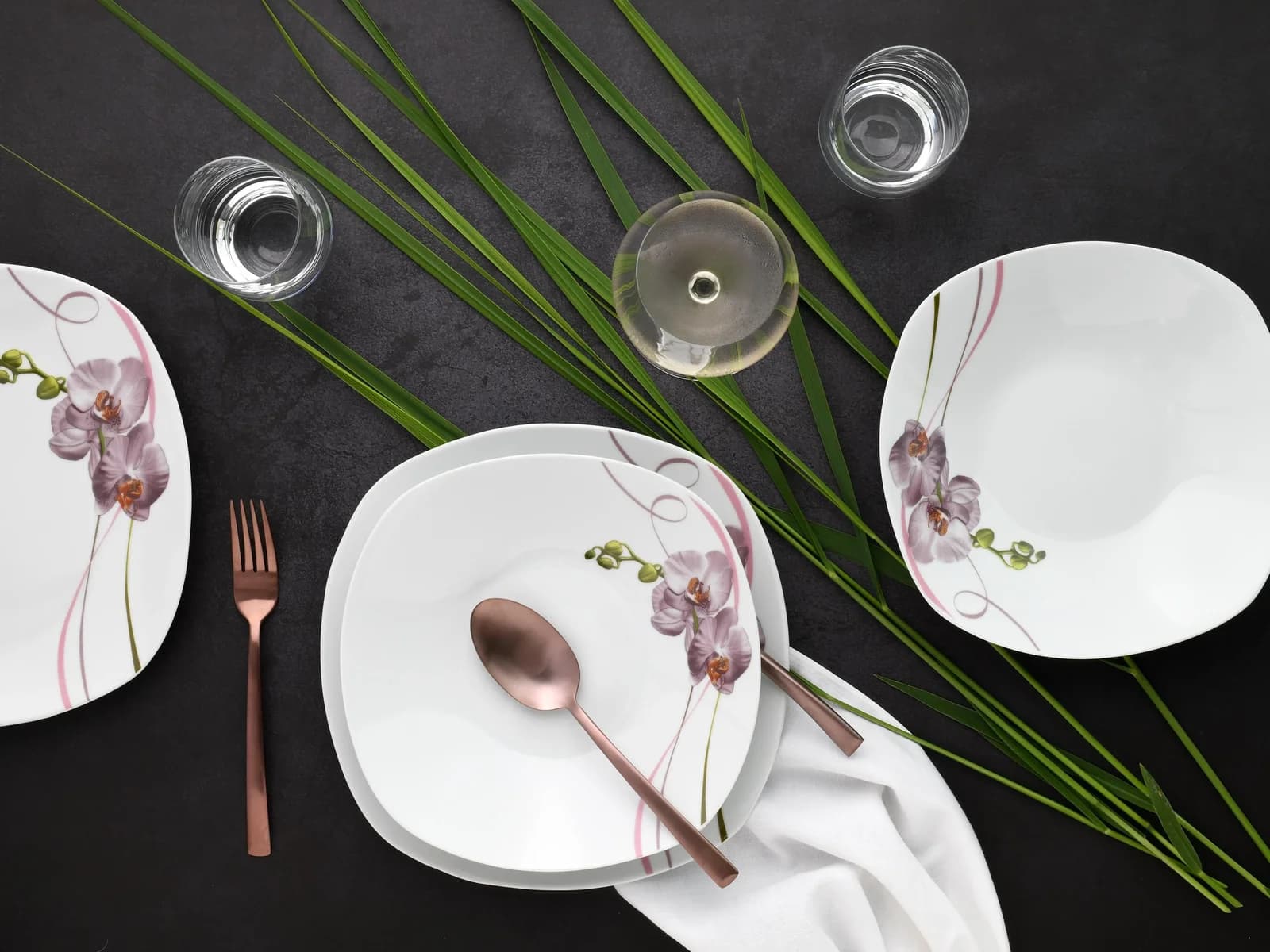 CREATABLE Kombiservice 62-tlg. Weiß Orchidee Porzellan