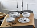 CREATABLE Teller-Set Luna Black Flower 18-tlg. Weiß/Schwarz Porzellan Bild 1
