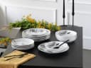 CREATABLE Teller-Set Luna Black Flower 18-tlg. Weiß/Schwarz Porzellan Bild 3