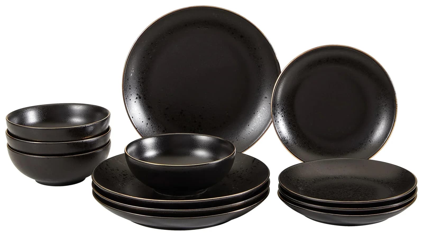 Creatable Tafelservice Black 12-teilig Keramik Schwarz