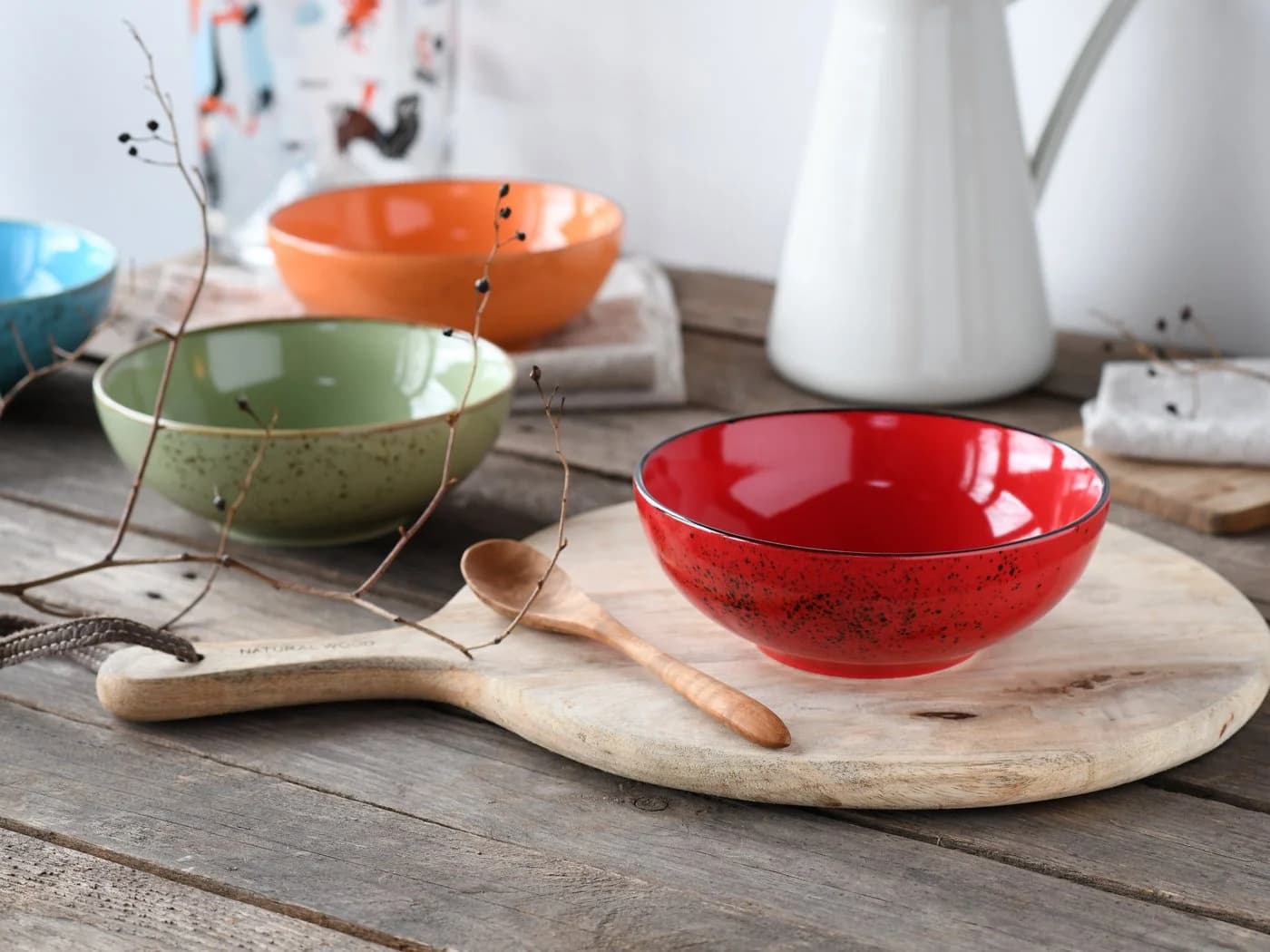 CreaTable Smoothie Bowl Set 4-tlg. Steinzeug Vintage Bunt