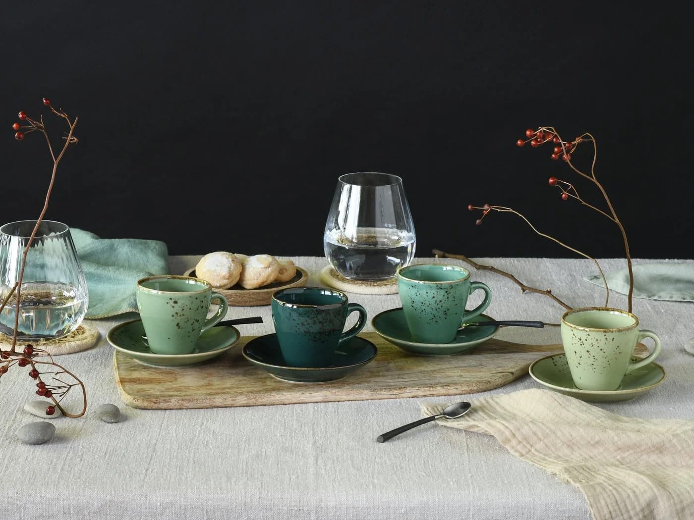 CreaTable Espressotassen-Set 8-tlg. Nature Collection Grün Vintage Steinzeug