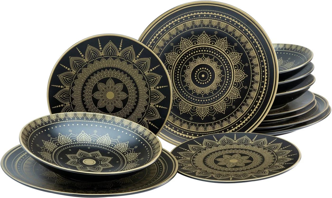 CreaTable Teller-Set Mandala Gold 12-teilig Orientalisch - Bild 2
