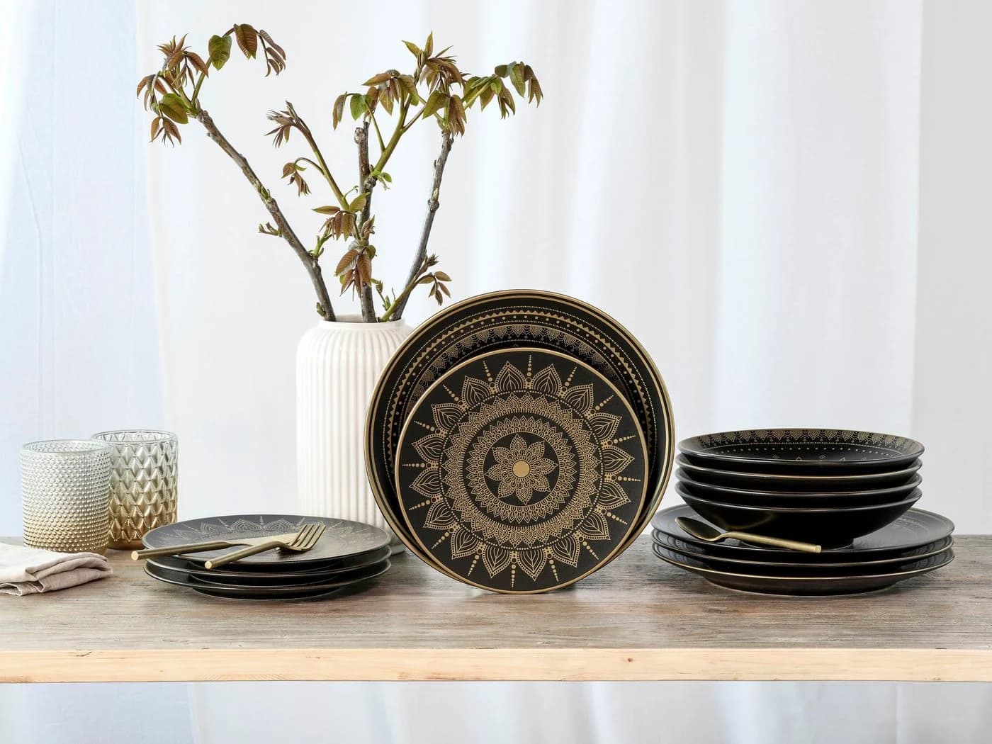CreaTable Teller-Set Mandala Gold 12-teilig Orientalisch - Bild 3