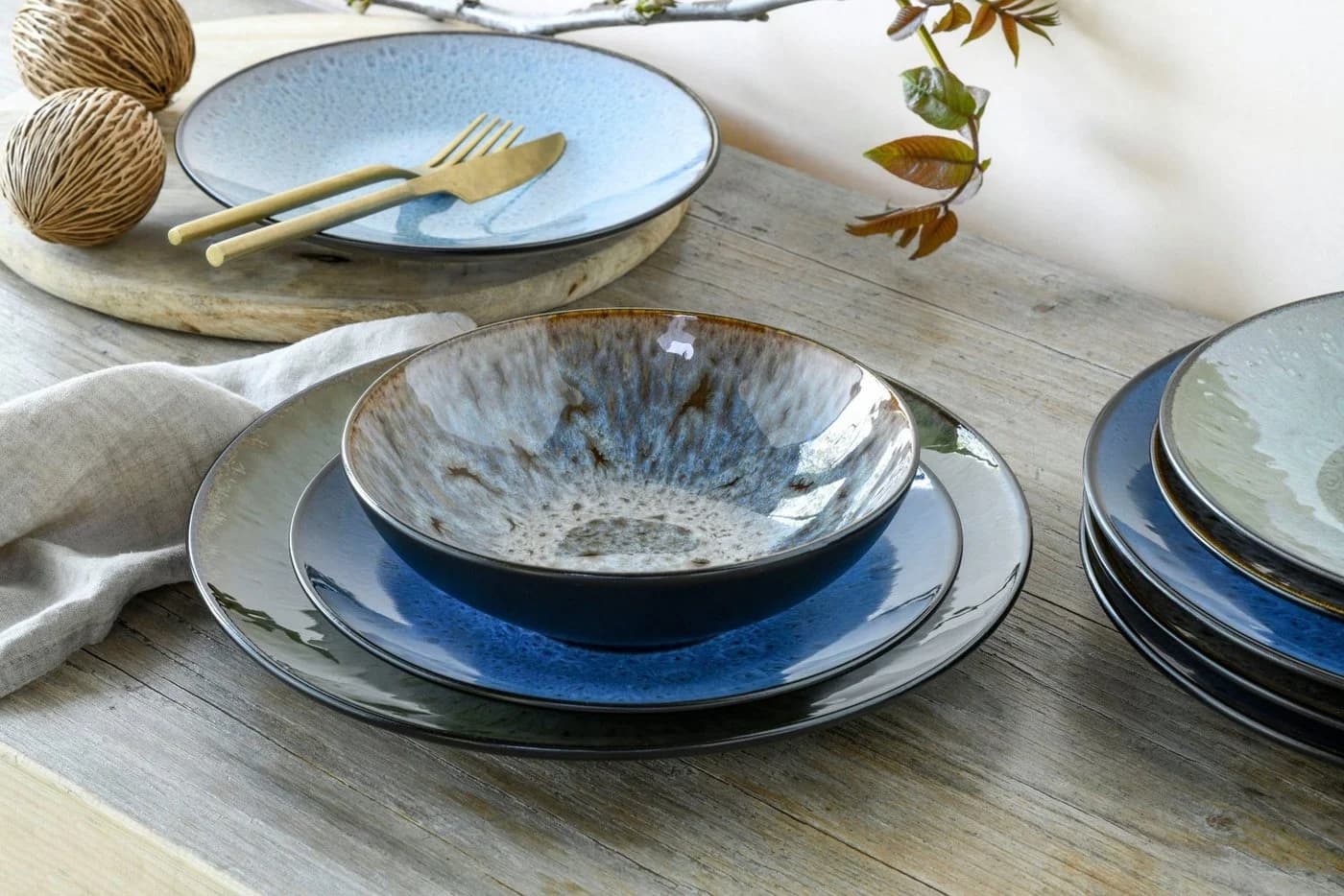 CREATABLE Bali Kombiservice 16-tlg. Steinzeug Mehrfarbig Reaktivglasur - Bild 3