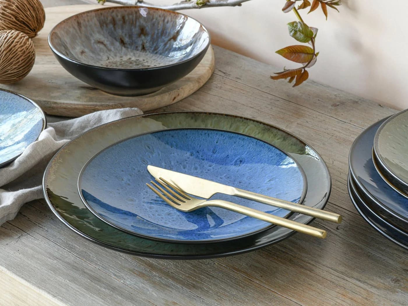 CREATABLE Bali Kombiservice 16-tlg. Steinzeug Mehrfarbig Reaktivglasur - Bild 4