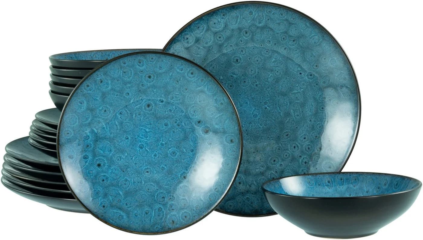 CreaTable Teller-Set Capri 18-tlg. Blau Steinzeug Reaktivglasur - Bild 2