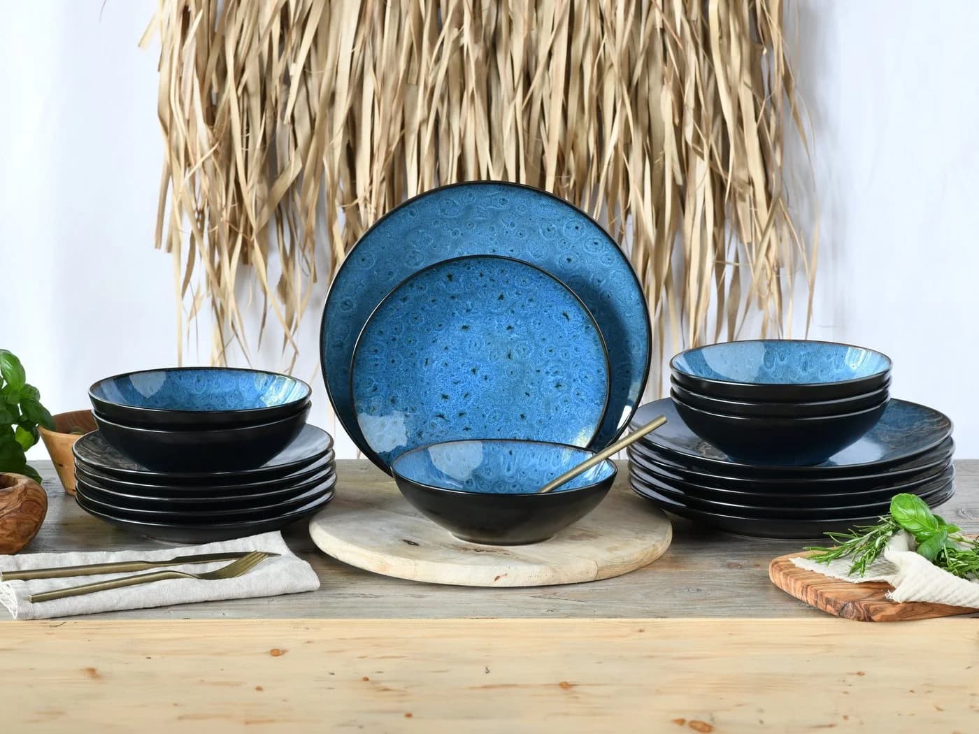 CreaTable Teller-Set Capri 18-tlg. Blau Steinzeug Reaktivglasur - Bild 4