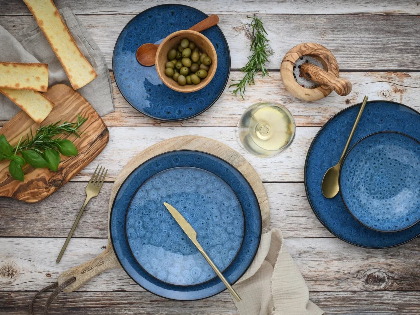 CreaTable Teller-Set Capri 18-tlg. Blau Steinzeug Reaktivglasur - Bild 5