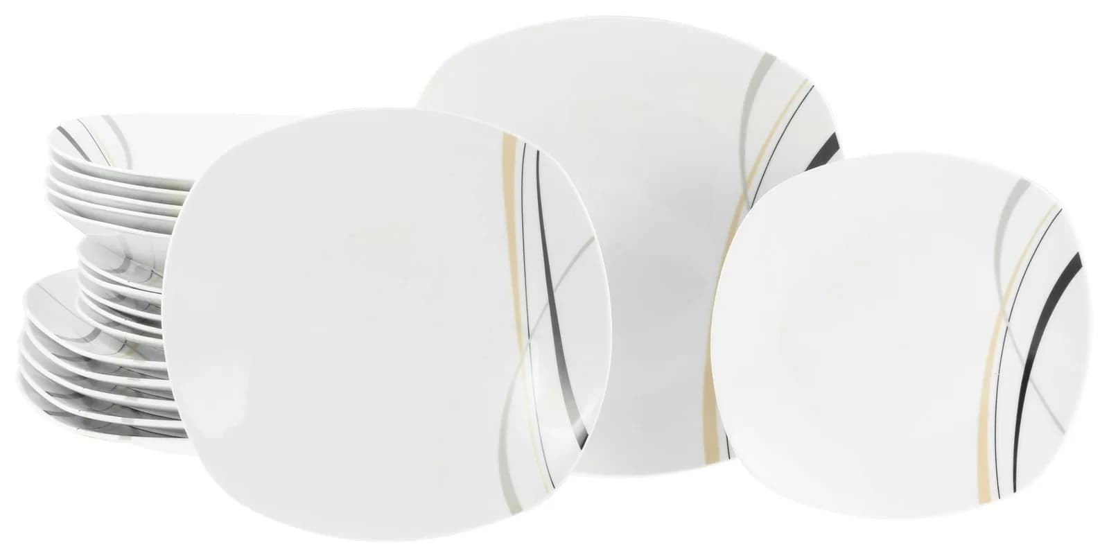 Creatable Tafelservice Square City Line Grau/Weiß 18-teilig Keramik