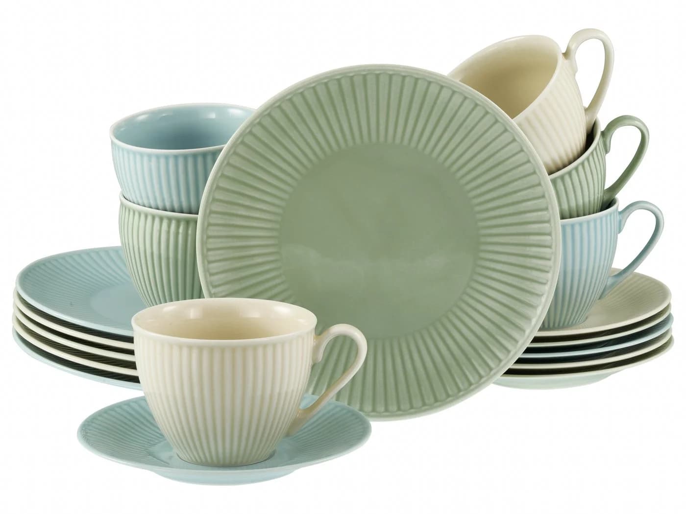 CREATABLE Kaffeeservice Valencia Pastell 18-tlg. Bunt Porzellan - Bild 2