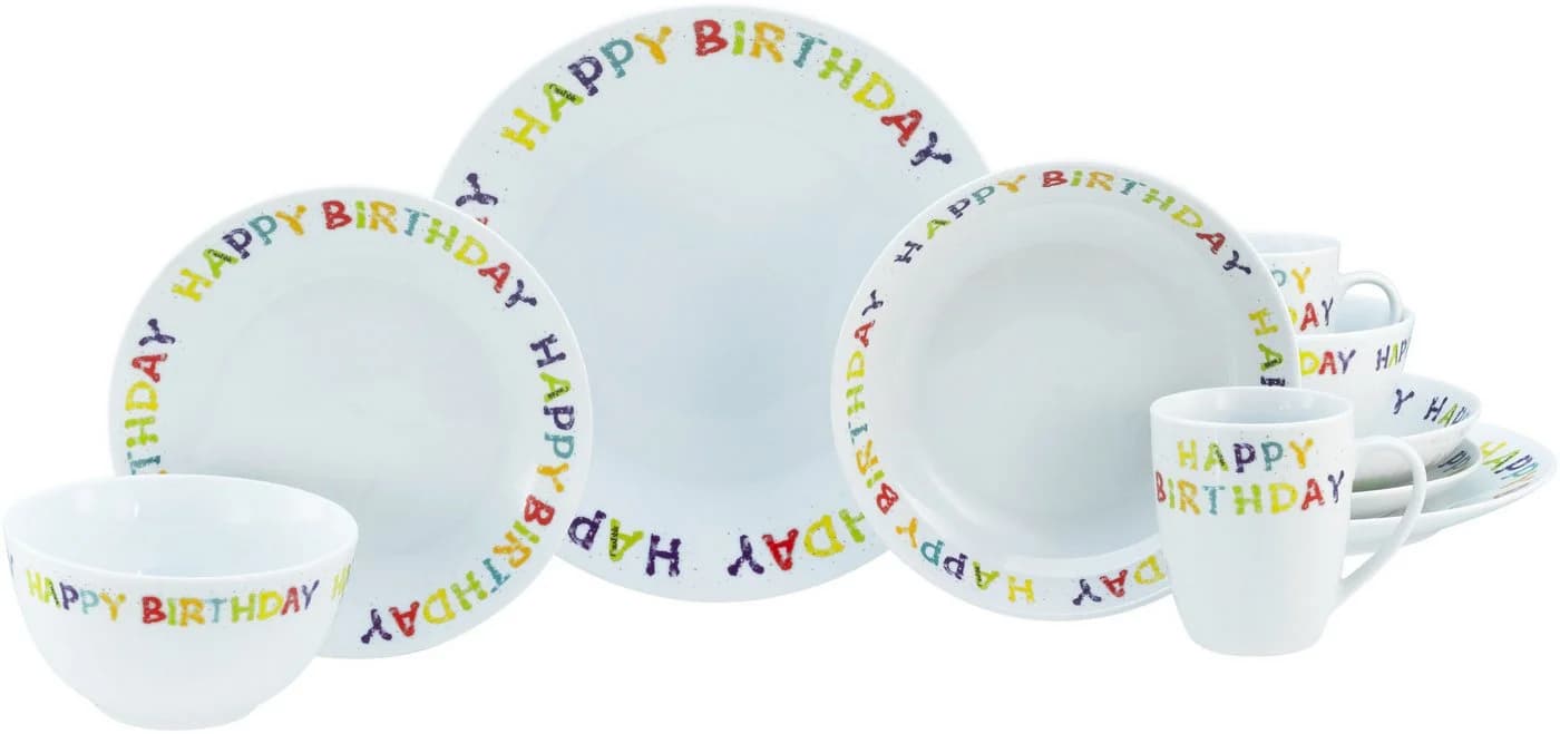 CREATABLE Kombiservice Happy Birthday 10-tlg. Porzellan bunt - Bild 2