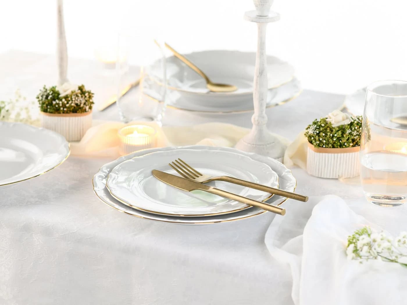 Creatable Teller-Set Maria Theresia 18-tlg. Weiß/Gold Porzellan