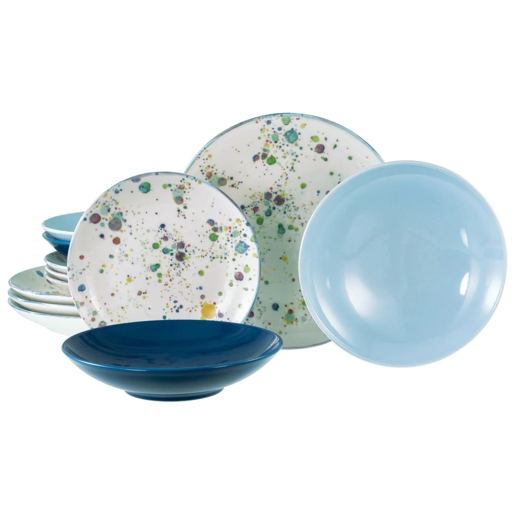 CreaTable Candy Drops Mix Tellerset 12-teilig Steinzeug Bunt Modern