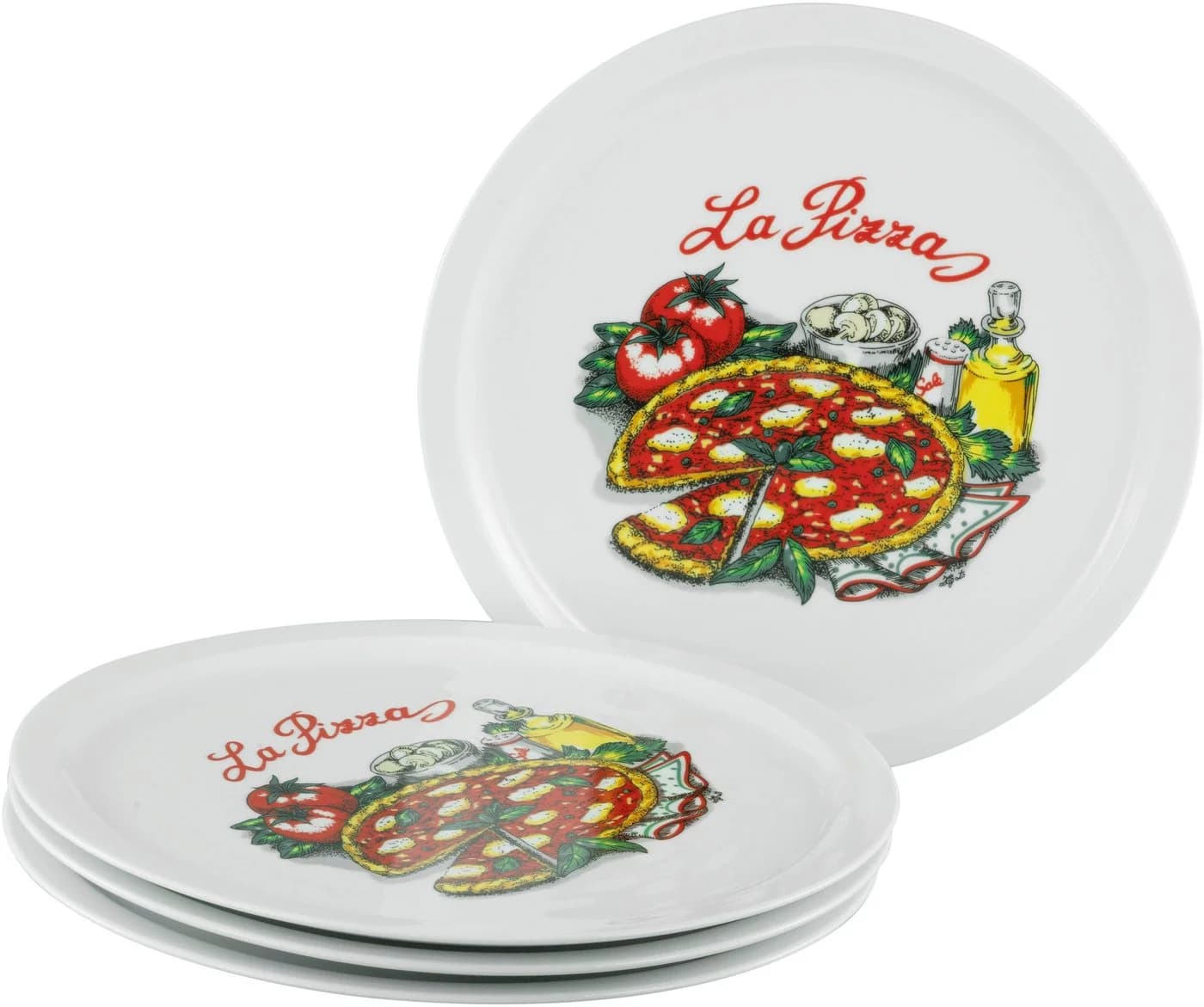 CREATABLE Pizzateller Set 4-tlg. Bunt Porzellan 30cm - Bild 2