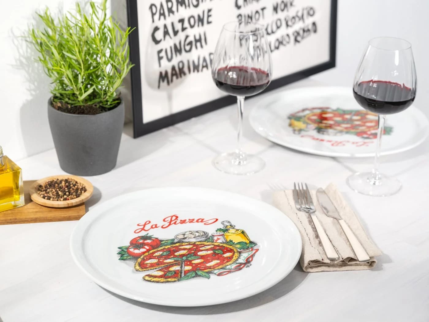 CREATABLE Pizzateller Set 4-tlg. Bunt Porzellan 30cm - Bild 3