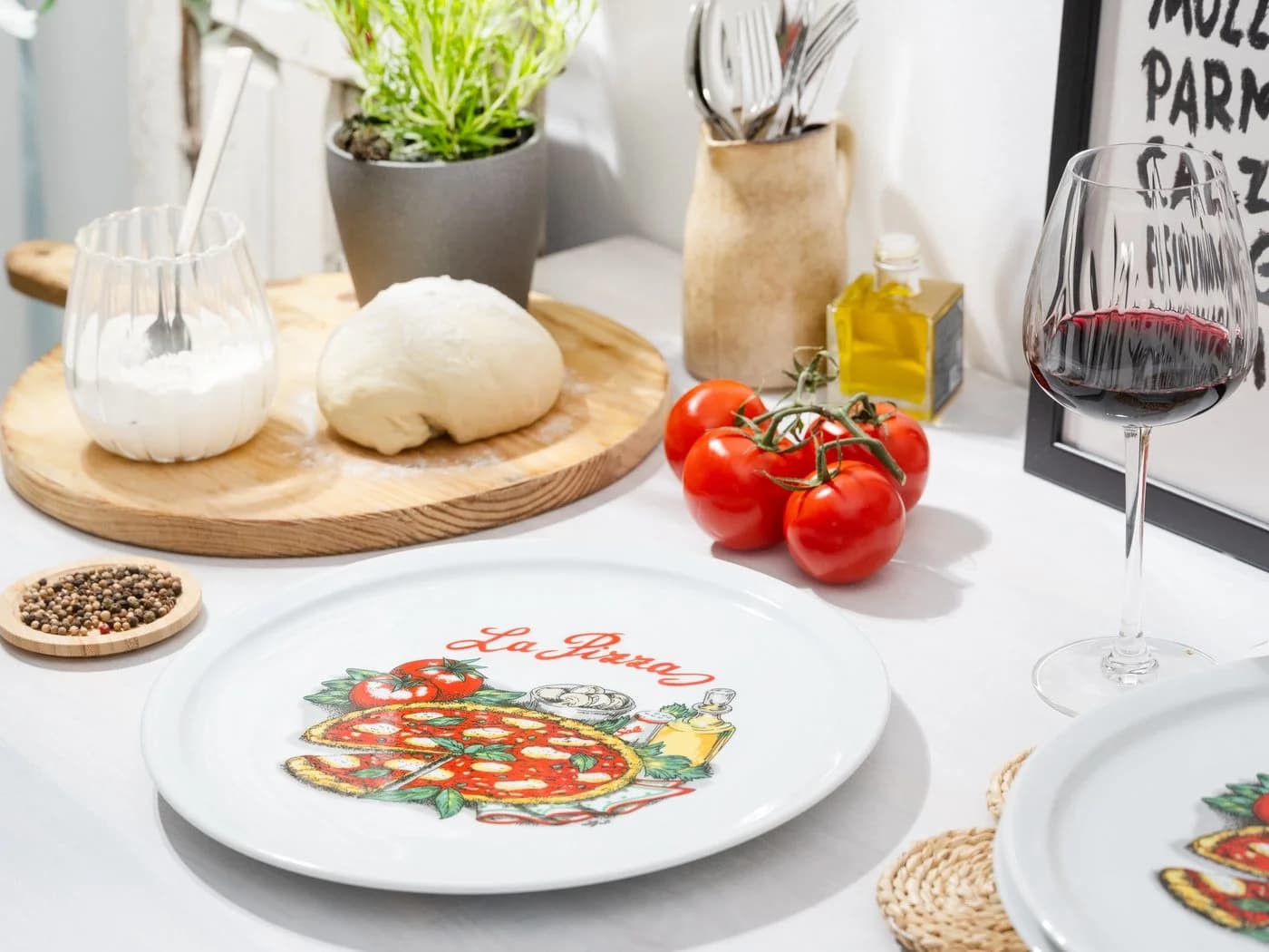 CREATABLE Pizzateller Set 4-tlg. Bunt Porzellan 30cm - Bild 4