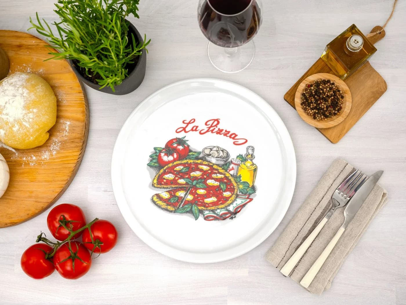 CREATABLE Pizzateller Set 4-tlg. Bunt Porzellan 30cm - Bild 5