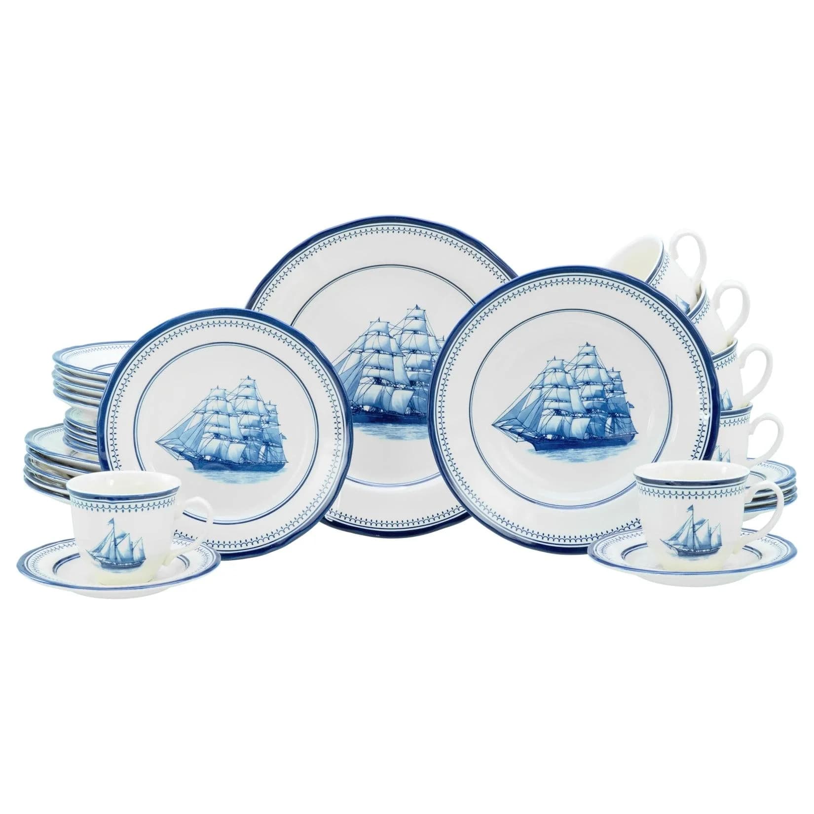Creatable Kombiservice Segelschiff 30-tlg. Blau Steingut