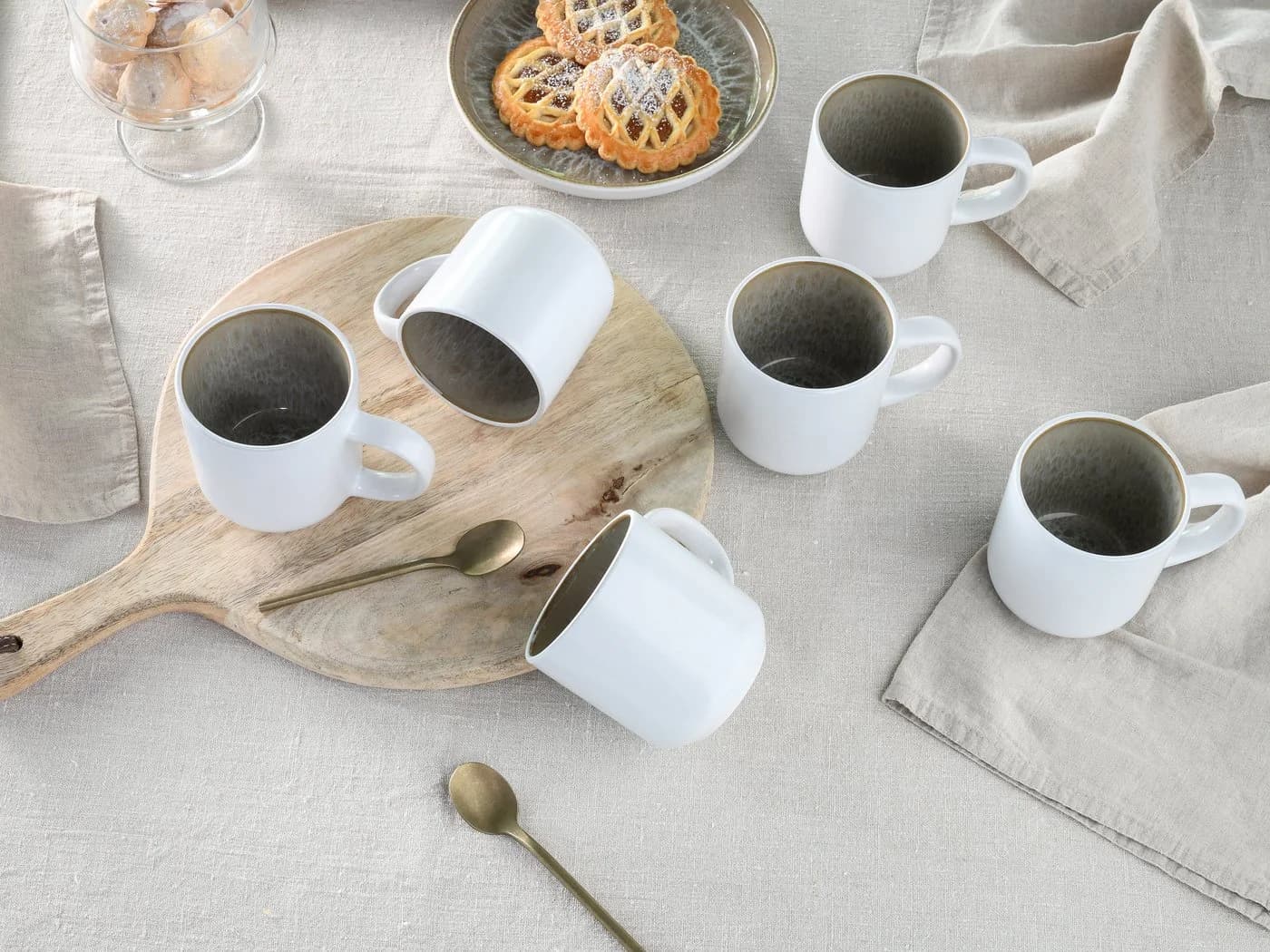 OTTO HOME Kaffeebecher-Set 6-tlg. Novalee Weiß Sand Steinzeug - Bild 3