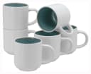 OTTO HOME Kaffeebecher Set 6-tlg. Weiß/Eisblau Steinzeug Novalee Bild 2