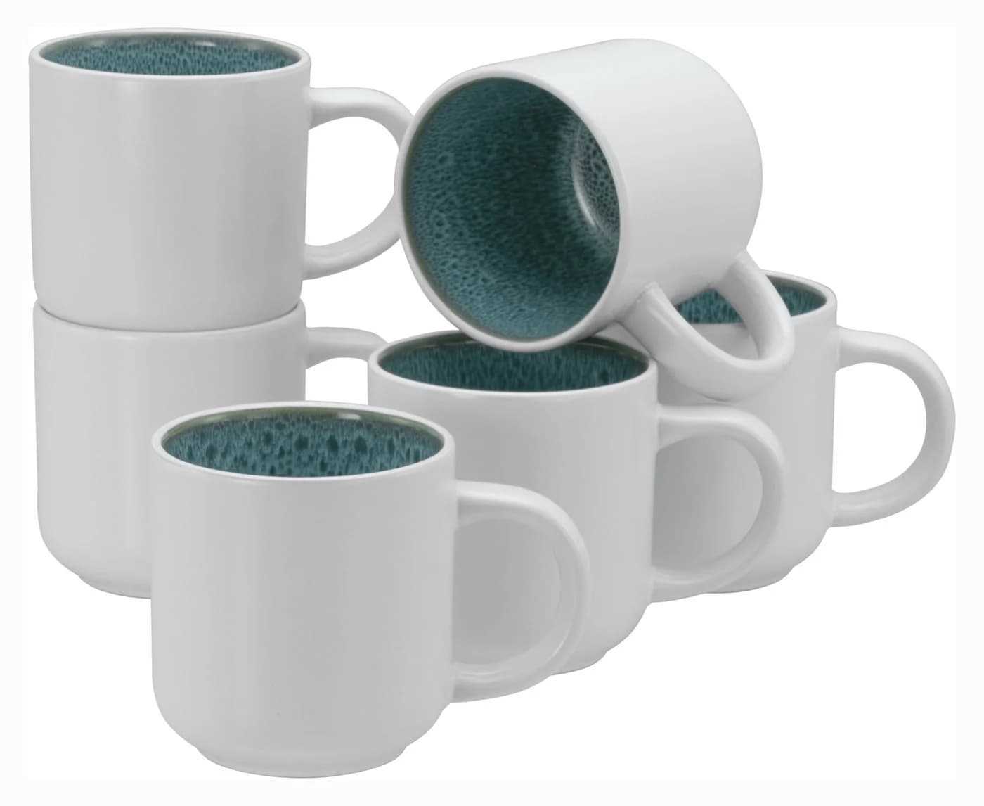 OTTO HOME Kaffeebecher Set 6-tlg. Weiß/Eisblau Steinzeug Novalee - Bild 2